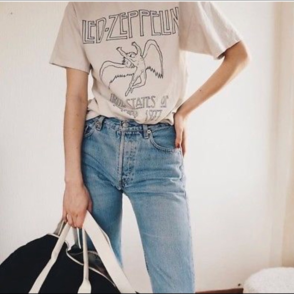 Led Zeppelin band tee white